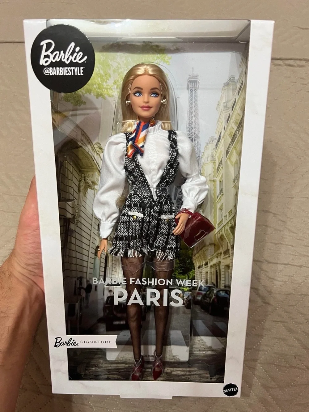 Barbie Signature doll & White Tweed Skirt Dress – Paris Fashion Week